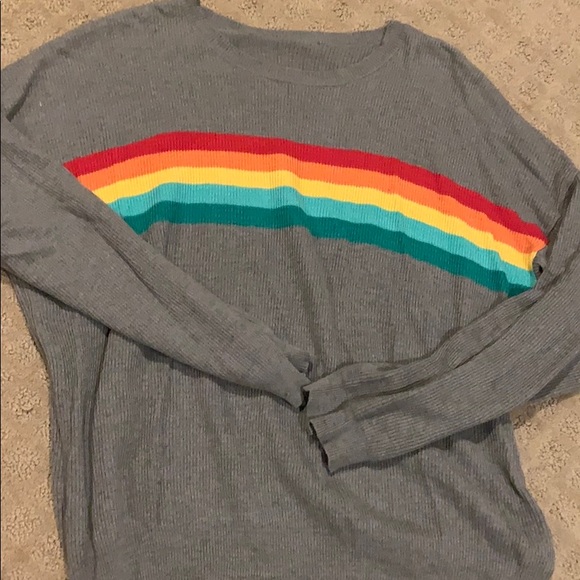 Gray “rainbow striped” Sweater - Picture 2 of 4